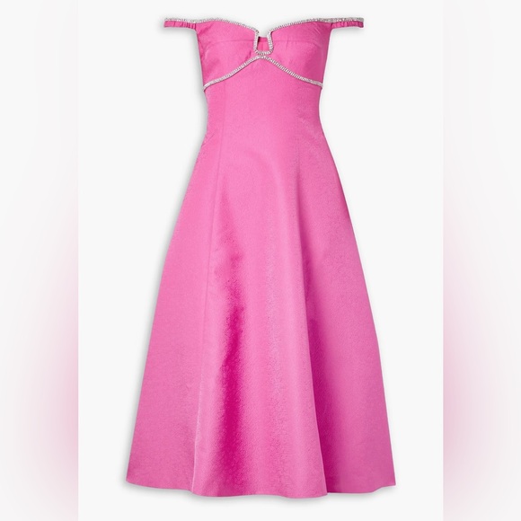 NWT Self-Portrait Pink Strapless A-line Off-Shoulder Flared Midi Dress Prom - Picture 2 of 15